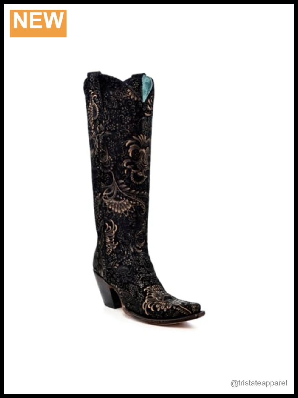 Handcrafted Leather Western Boots Snip Toe Tall Cowboy Boots Mid-Calf
